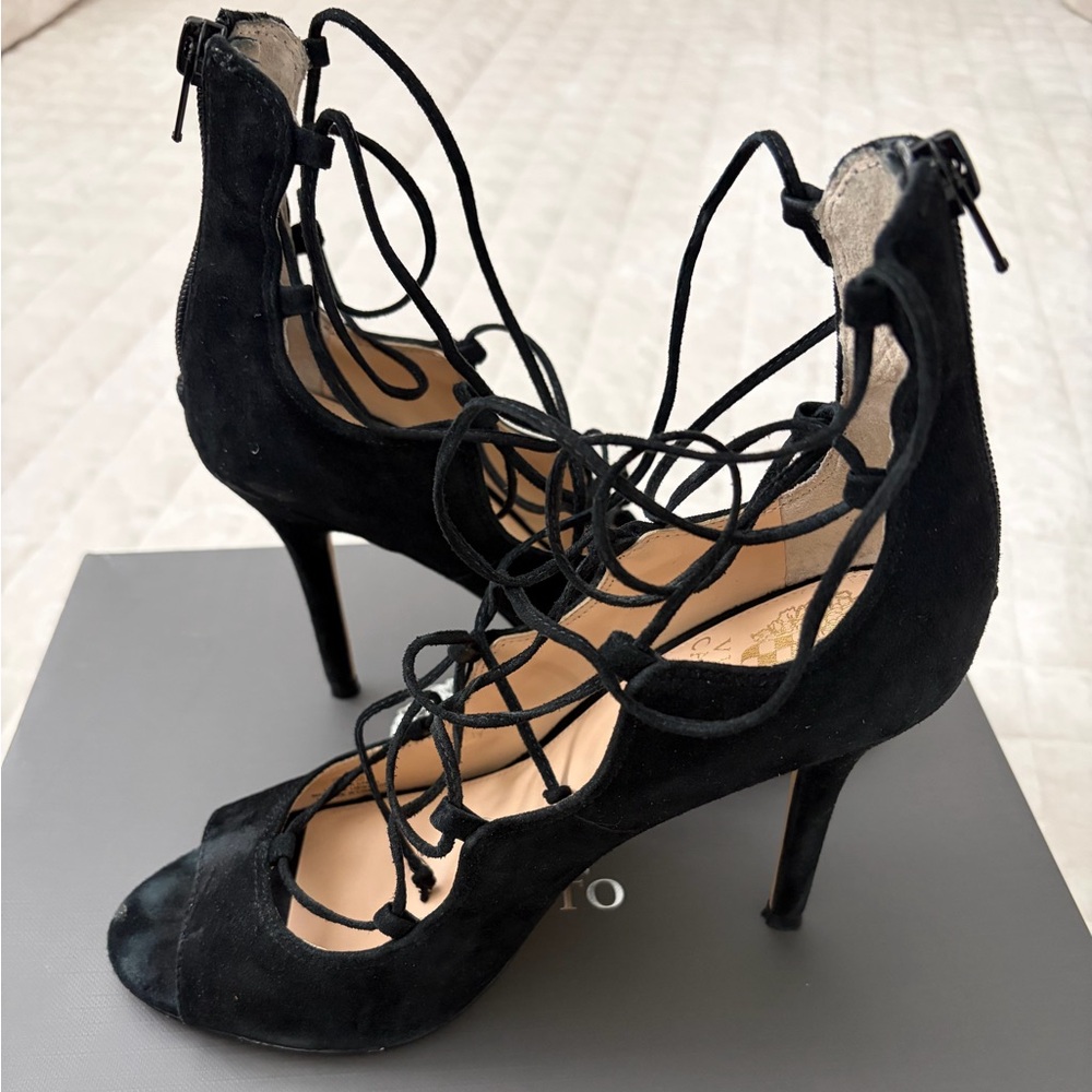 Vince Camuto Sandria Suede Lace Up Heels